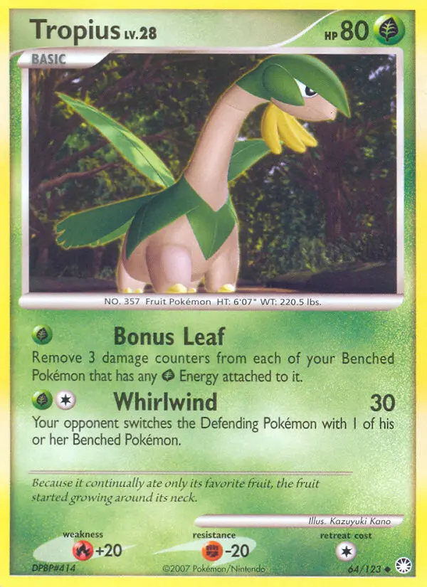 Tropius Uncommon Pokemon card #64 from Mysterious Treasures
