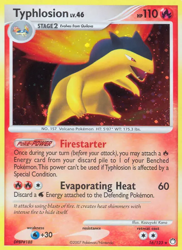 Typhlosion Rare Holo Pokemon card #16 from Mysterious Treasures