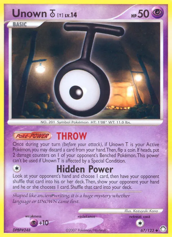 Unown T Uncommon Pokemon card #67 from Mysterious Treasures