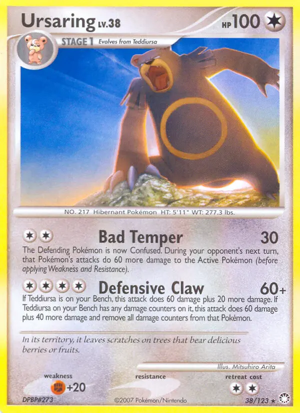 Ursaring Rare Pokemon card #38 from Mysterious Treasures