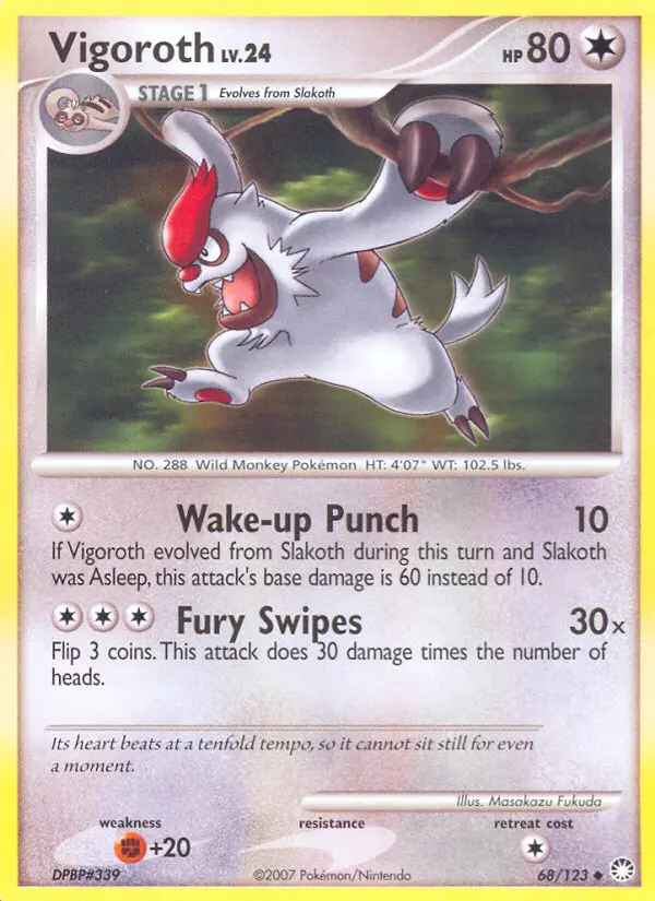 Vigoroth Uncommon Pokemon card #68 from Mysterious Treasures