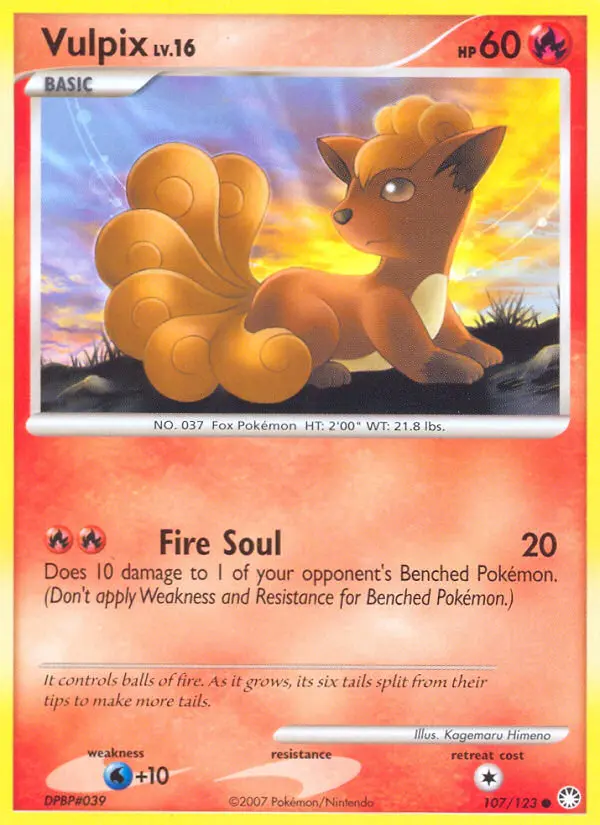 Vulpix Common Pokemon card #107 from Mysterious Treasures