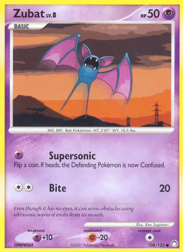 Zubat Common Pokemon card #108 from Mysterious Treasures