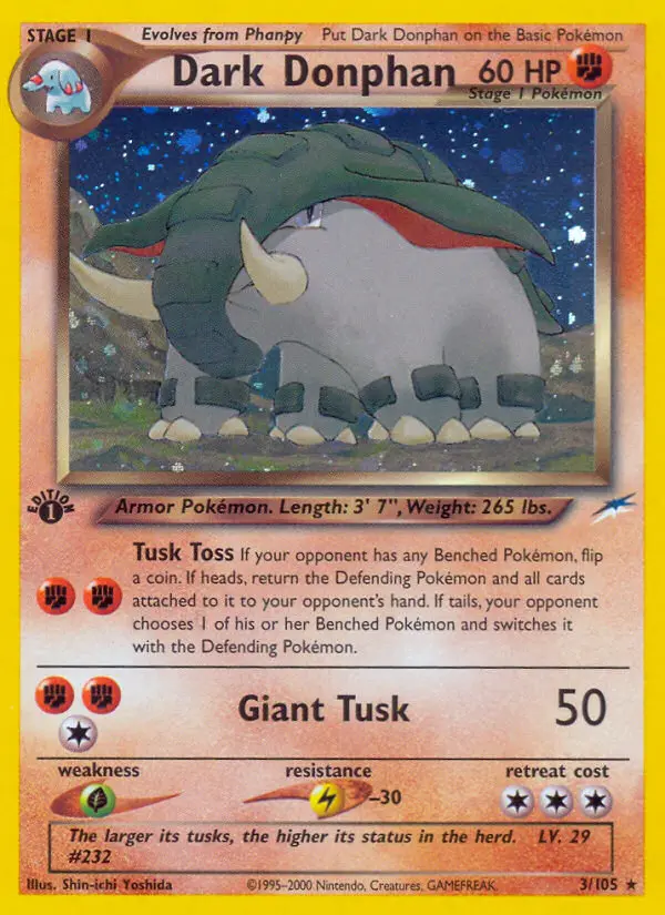 Dark Donphan Rare Pokemon card #3 from Neo Destiny