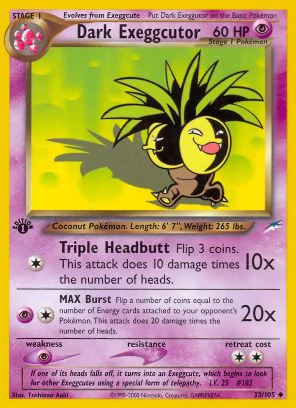 Dark Exeggutor Uncommon Pokemon card #33 from Neo Destiny