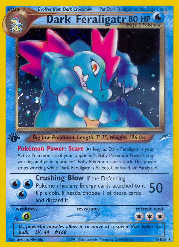 Dark Feraligatr Rare Pokemon card #5 from Neo Destiny