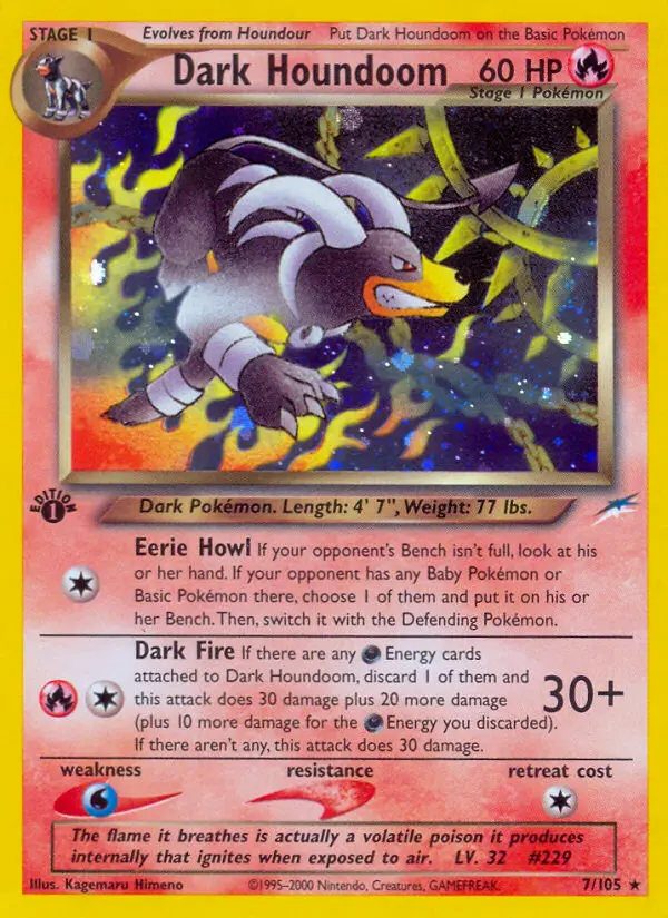 Dark Houndoom Rare Pokemon card #7 from Neo Destiny