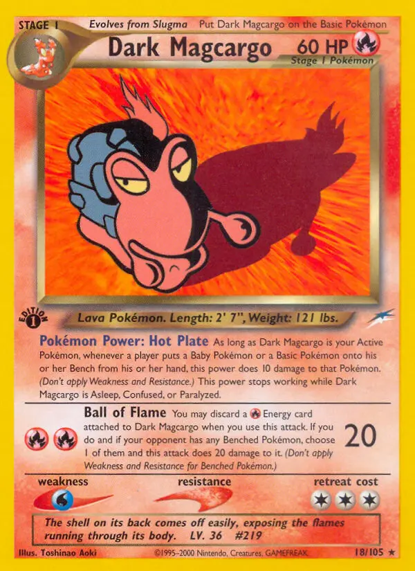 Dark Magcargo Rare Pokemon card #18 from Neo Destiny