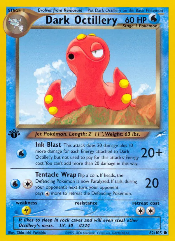 Dark Octillery Common Pokemon card #62 from Neo Destiny