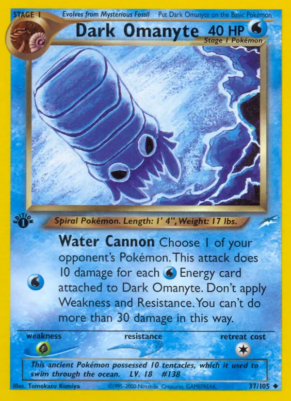 Dark Omanyte Uncommon Pokemon card #37 from Neo Destiny