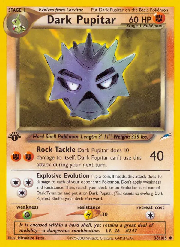 Dark Pupitar Uncommon Pokemon card #38 from Neo Destiny