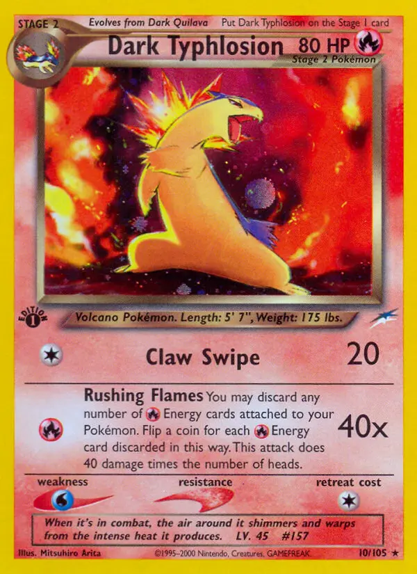 Dark Typhlosion Rare Pokemon card #10 from Neo Destiny