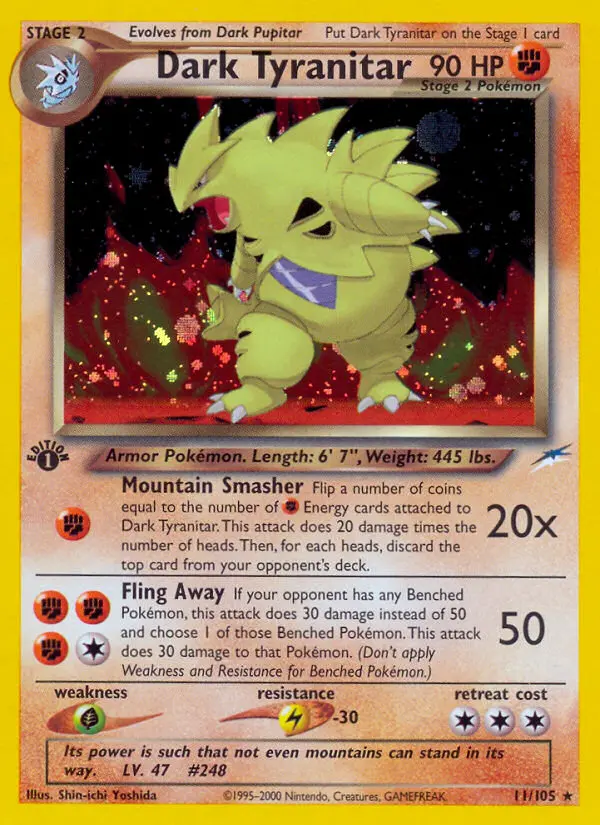 Dark Tyranitar Rare Pokemon card #11 from Neo Destiny