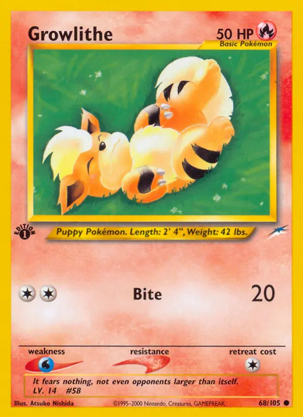 Growlithe Common Pokemon card #68 from Neo Destiny