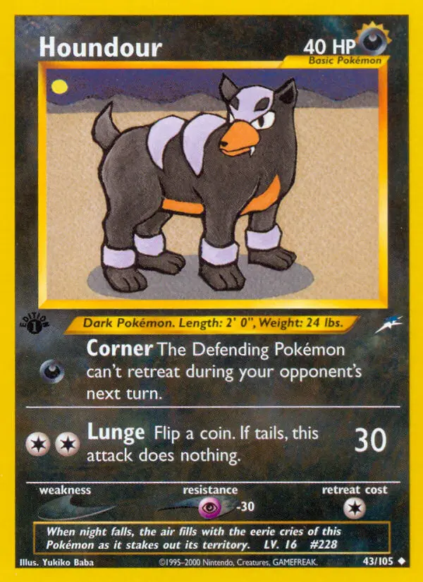 Houndour Uncommon Pokemon card #43 from Neo Destiny