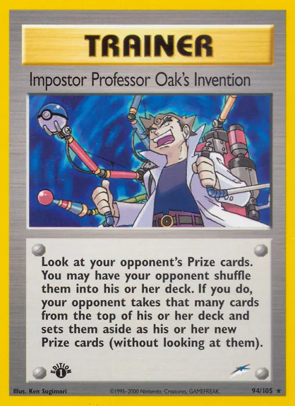 Impostor Professor Oak's Invention Rare Pokemon card #94 from Neo Destiny