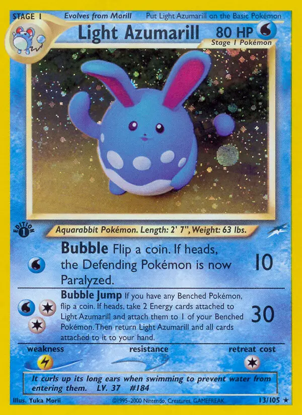 Light Azumarill Rare Pokemon card #13 from Neo Destiny
