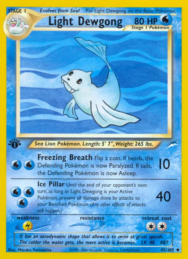 Light Dewgong Uncommon Pokemon card #45 from Neo Destiny