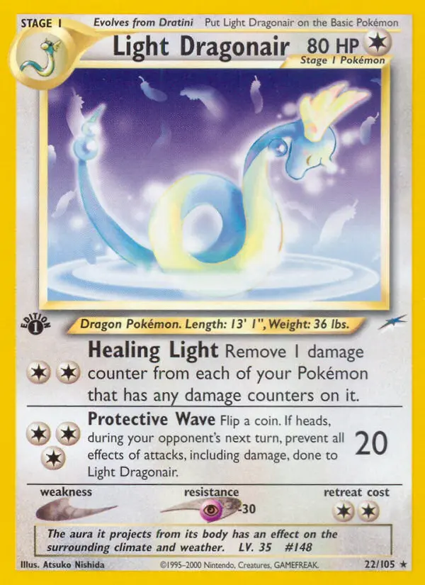 Light Dragonair Rare Pokemon card #22 from Neo Destiny
