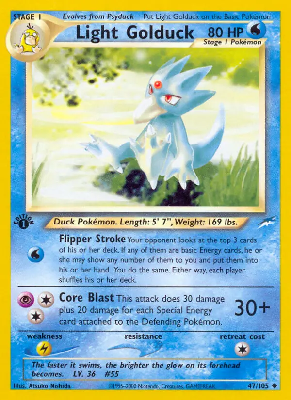 Light Golduck Uncommon Pokemon card #47 from Neo Destiny