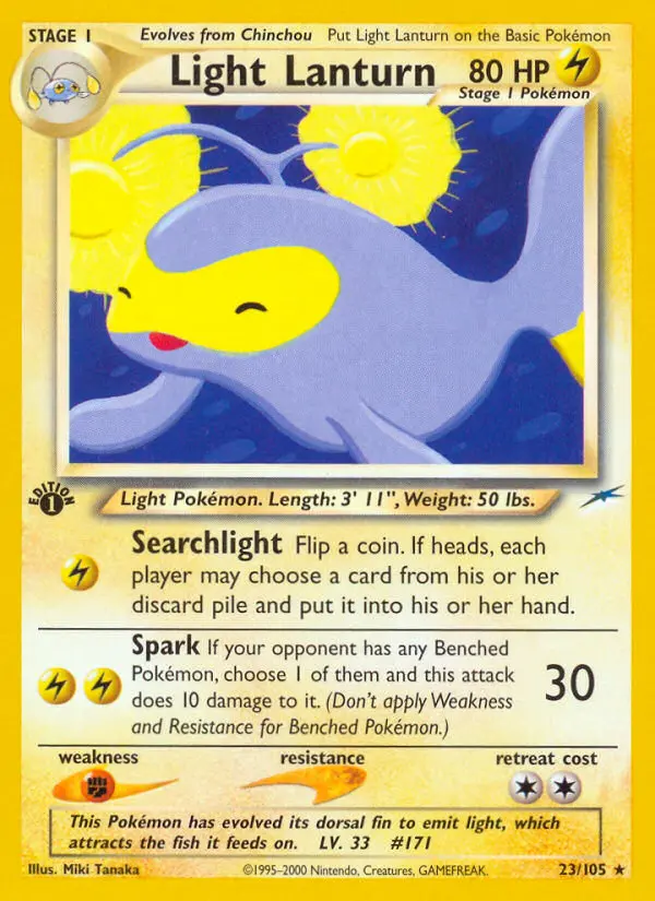 Light Lanturn Rare Pokemon card #23 from Neo Destiny