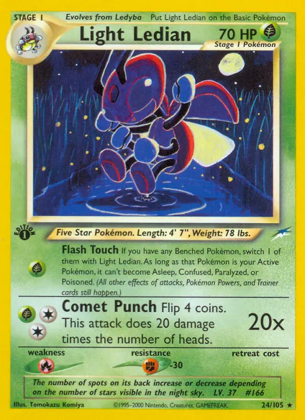 Light Ledian Rare Pokemon card #24 from Neo Destiny