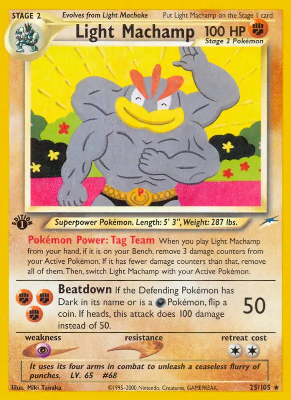 Light Machamp Rare Pokemon card #25 from Neo Destiny