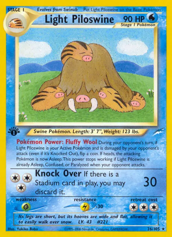 Light Piloswine Rare Pokemon card #26 from Neo Destiny