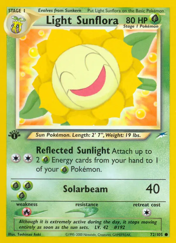 Light Sunflora Common Pokemon card #72 from Neo Destiny
