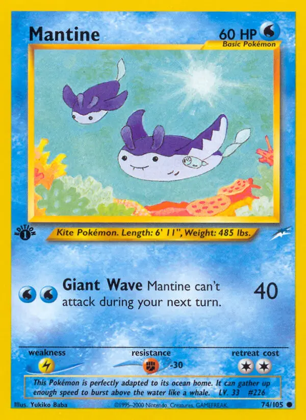 Mantine Common Pokemon card #74 from Neo Destiny