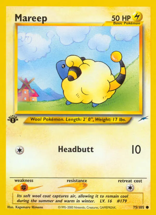Mareep Common Pokemon card #75 from Neo Destiny