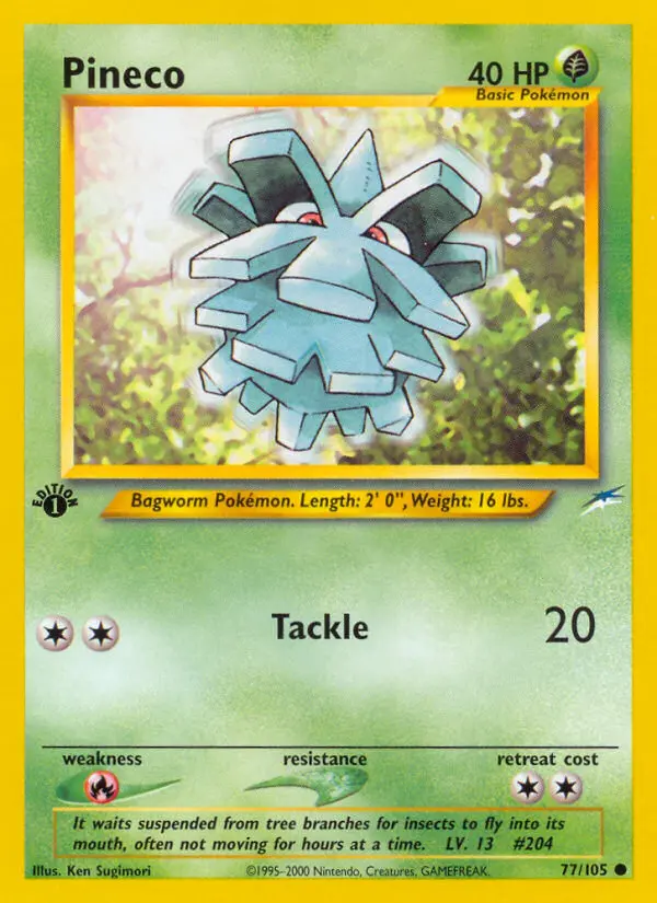 Pineco Common Pokemon card #77 from Neo Destiny