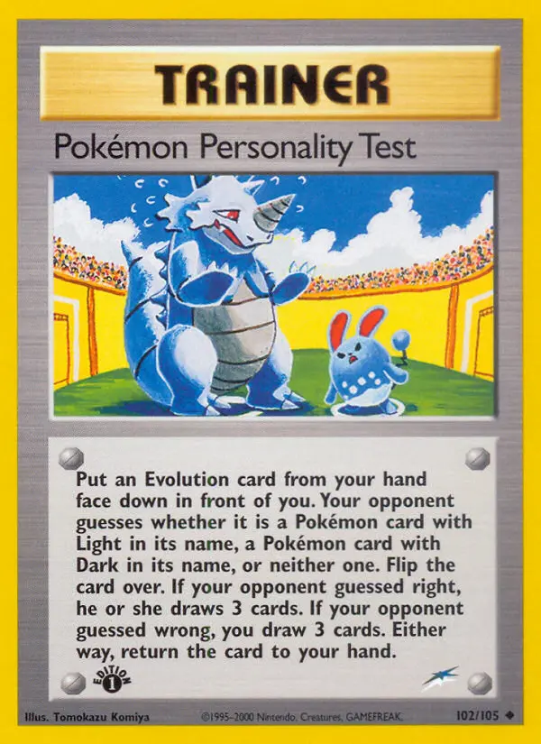 Pokémon Personality Test Uncommon Pokemon card #102 from Neo Destiny
