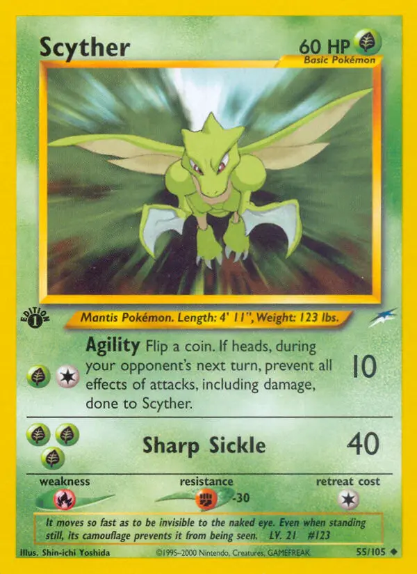 Scyther Uncommon Pokemon card #55 from Neo Destiny