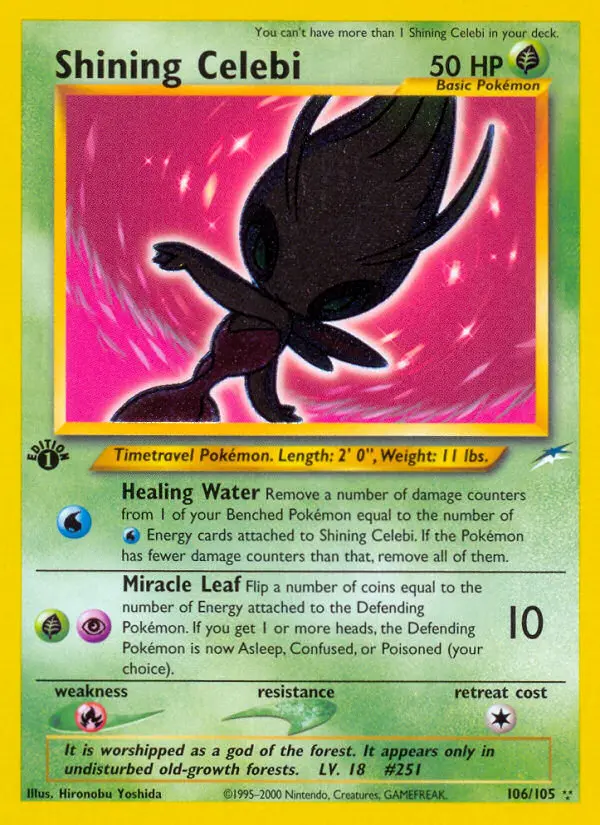 Shining Celebi Rare Pokemon card #106 from Neo Destiny