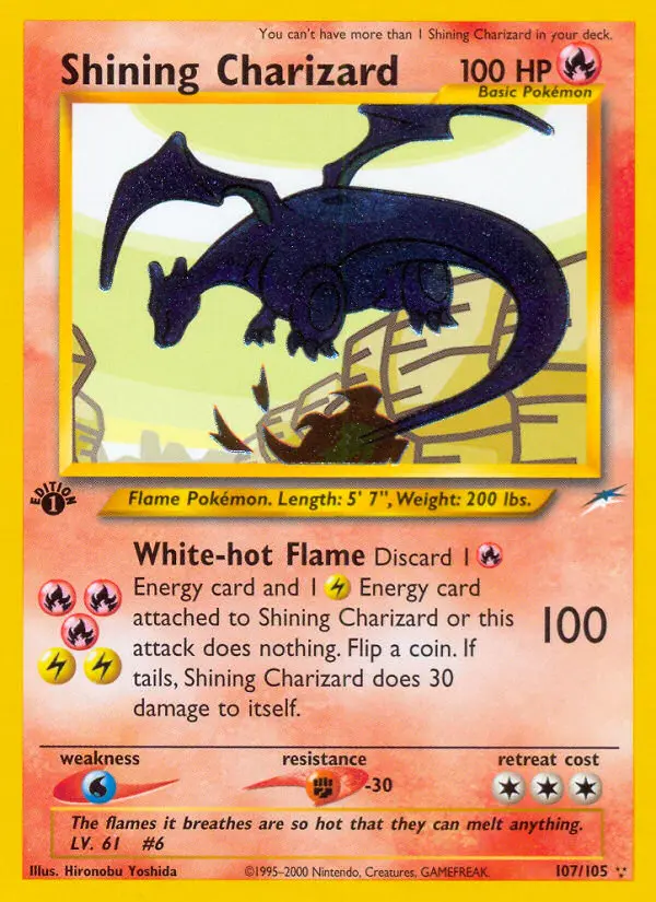 Shining Charizard Rare Pokemon card #107 from Neo Destiny