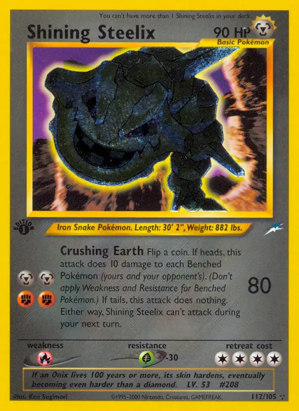 Shining Steelix Rare Pokemon card #112 from Neo Destiny