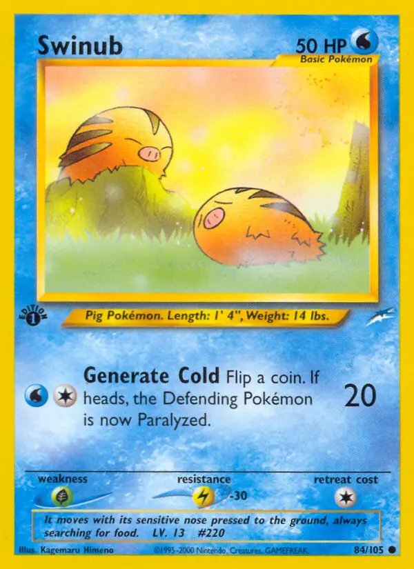 Swinub Common Pokemon card #84 from Neo Destiny