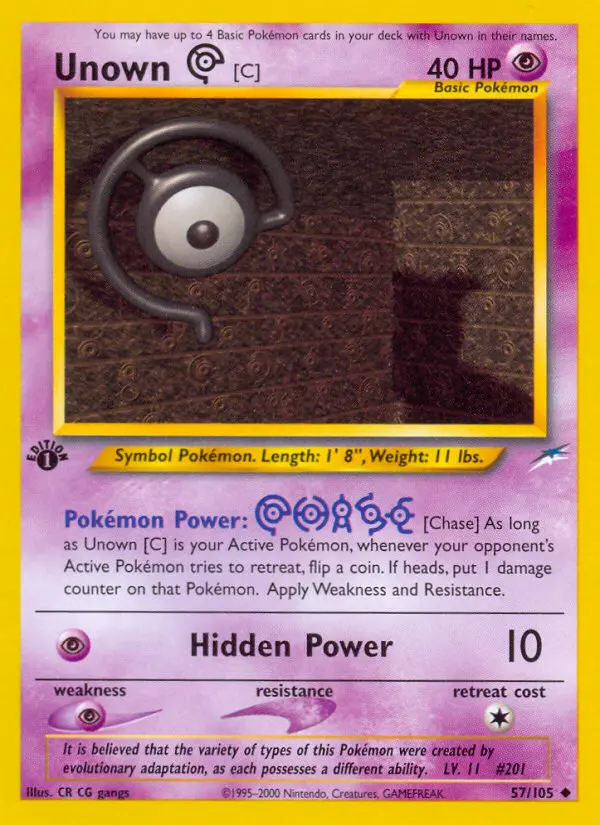 Unown [C] Uncommon Pokemon card #57 from Neo Destiny