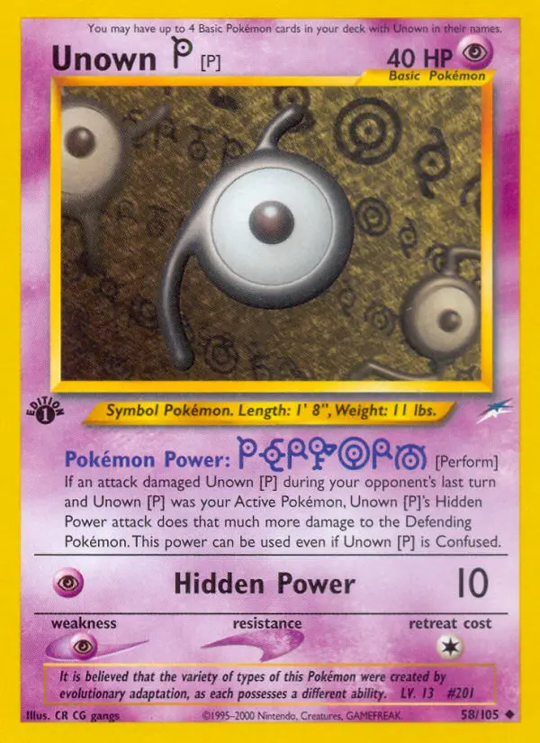 Unown [P] Uncommon Pokemon card #58 from Neo Destiny