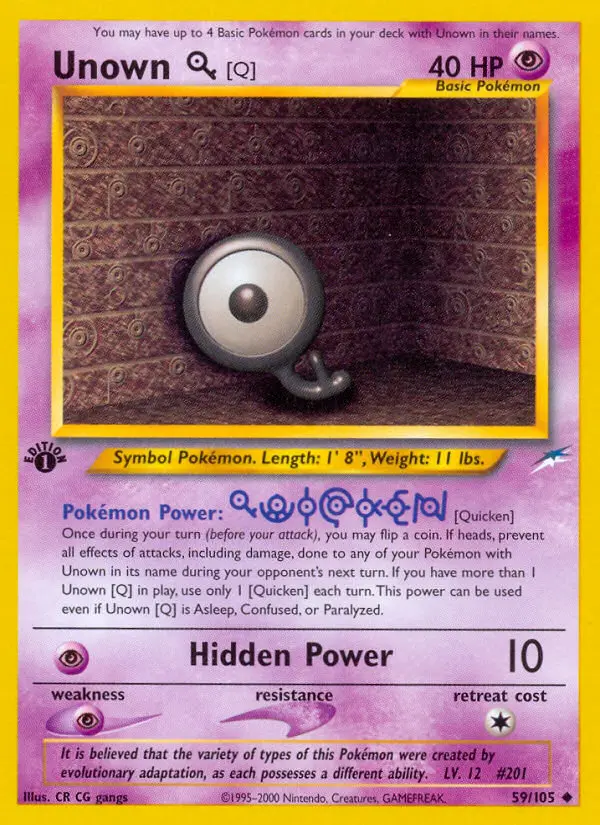 Unown [Q] Uncommon Pokemon card #59 from Neo Destiny