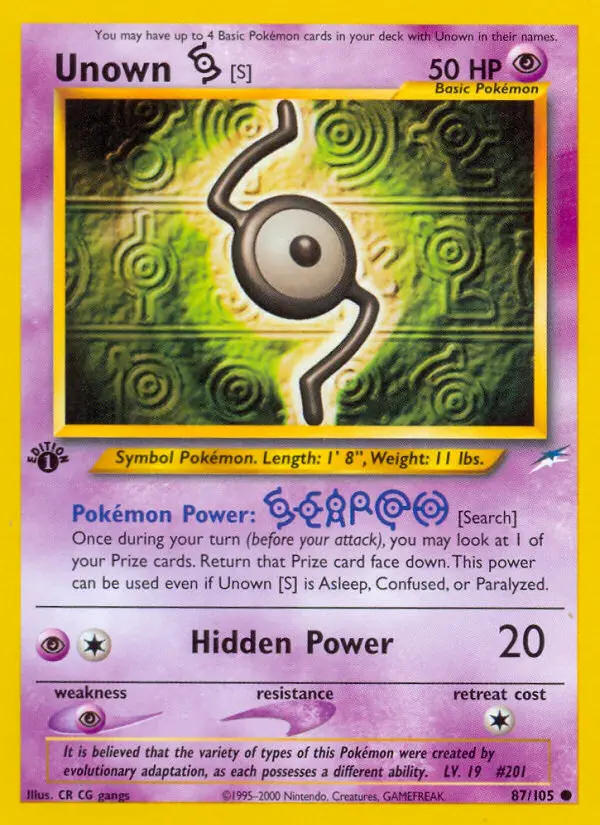 Unown [S] Common Pokemon card #87 from Neo Destiny