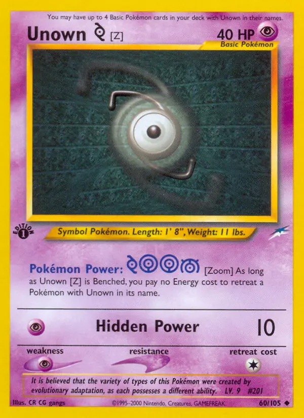 Unown [Z] Uncommon Pokemon card #60 from Neo Destiny