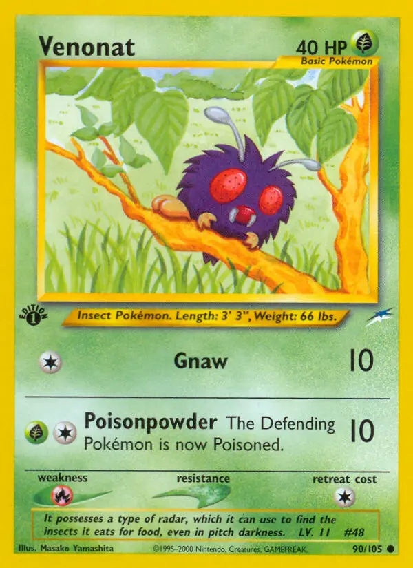 Venonat Common Pokemon card #90 from Neo Destiny