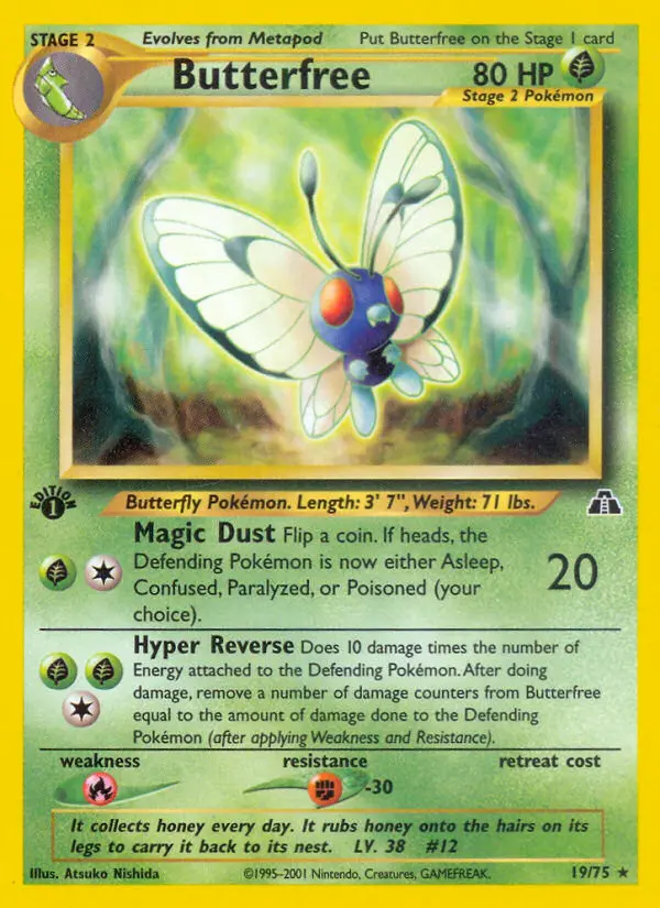 Butterfree Rare Pokemon card #19 from Neo Discovery