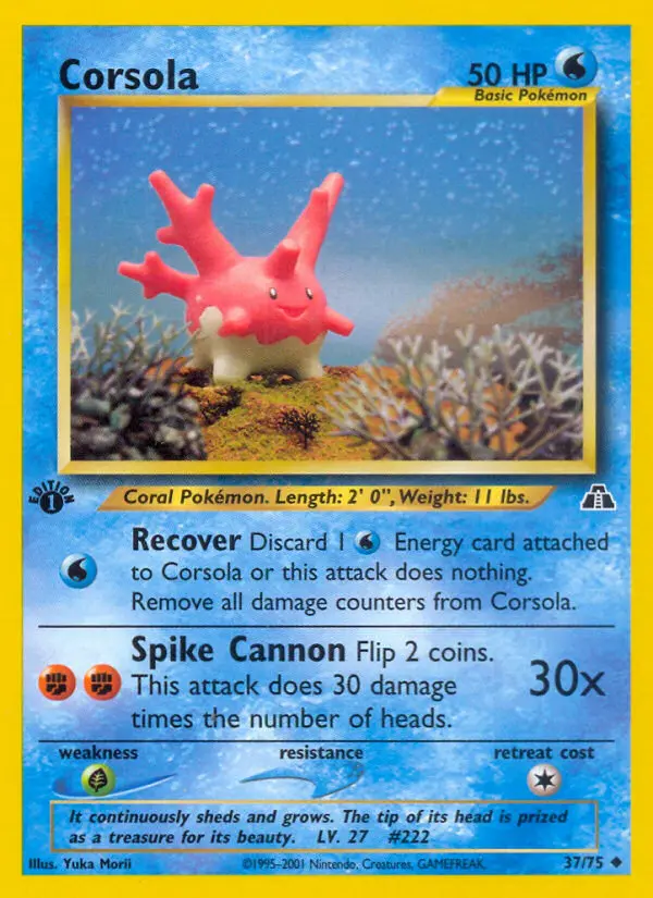 Corsola Uncommon Pokemon card #37 from Neo Discovery