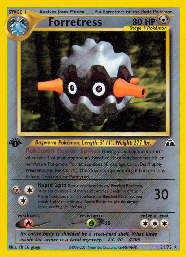 Forretress Rare Pokemon card #21 from Neo Discovery