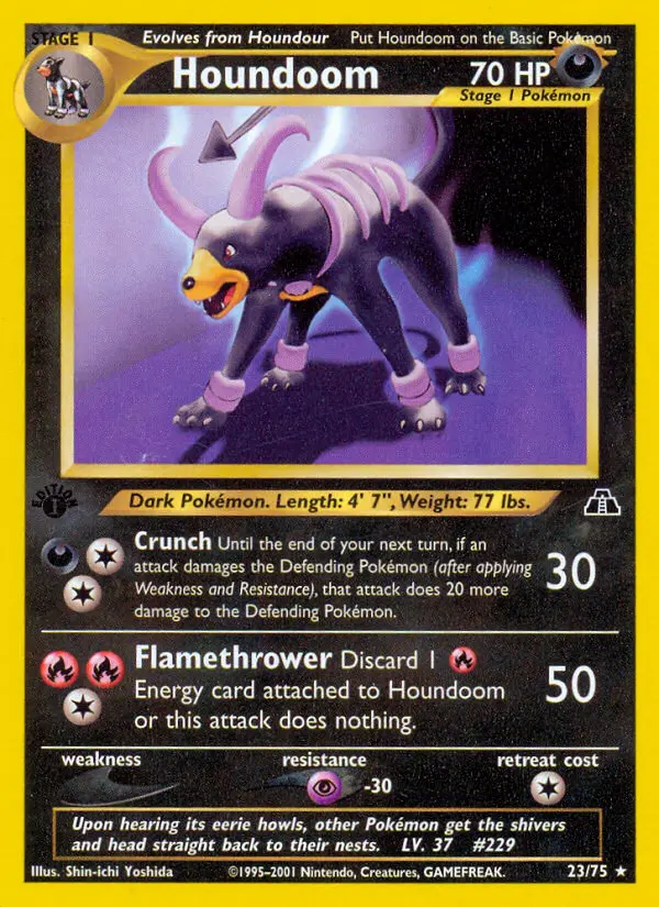 Houndoom Rare Pokemon card #23 from Neo Discovery