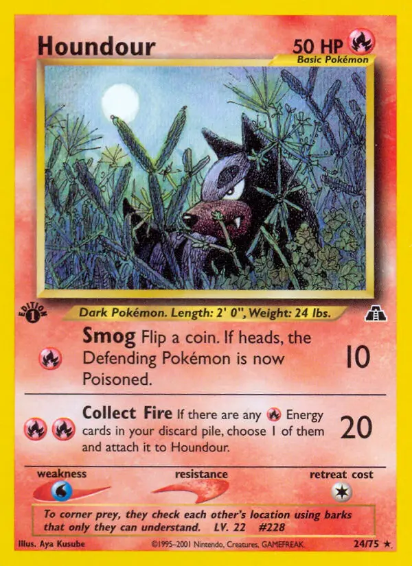 Houndour Rare Pokemon card #24 from Neo Discovery
