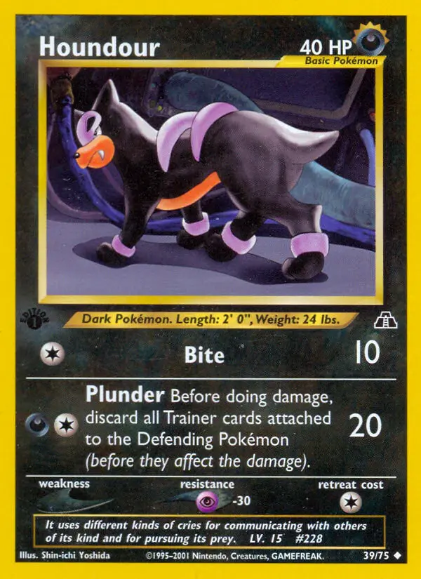 Houndour Uncommon Pokemon card #39 from Neo Discovery